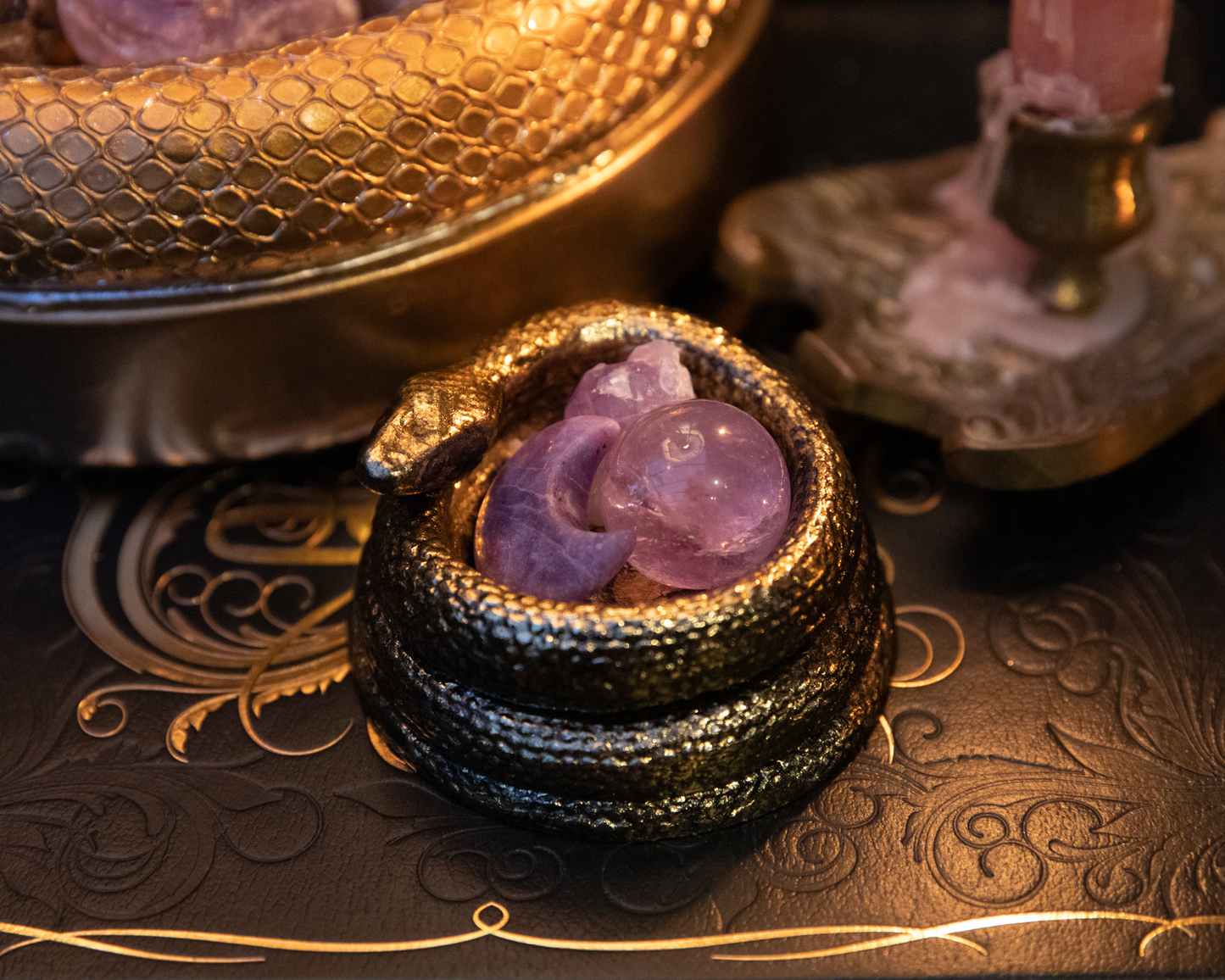 Golden Snake Trinket Dish (Tea Light Holder)