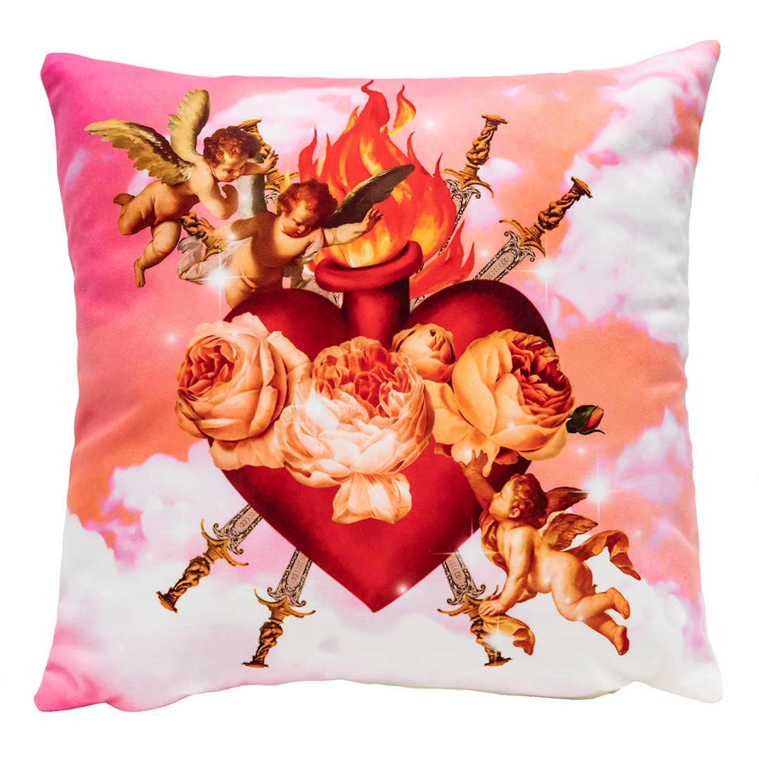 Burning Heart Velvet Cushion Cover