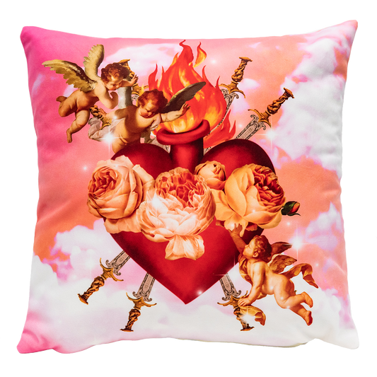 Burning Heart Velvet Cushion Cover