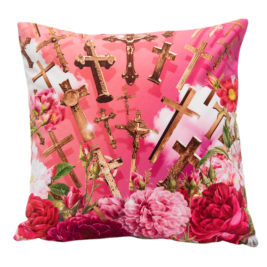 Crosses Velvet Cushion Cover