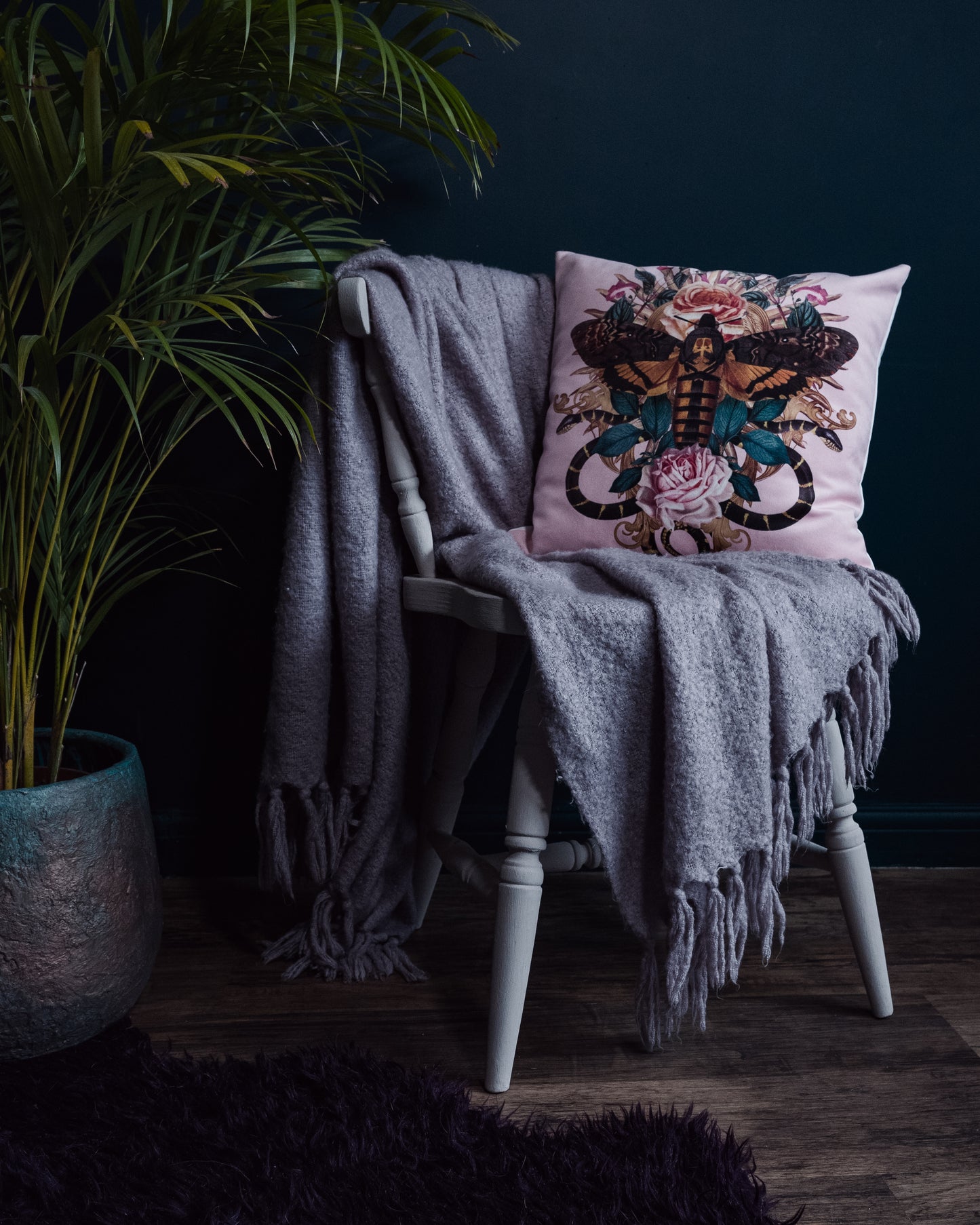 Death's head Moth Velvet Cushion Cover